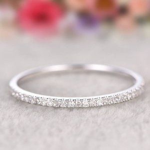 NEW 925 Sterling Silver Pave Diamond Half Eternity Ring